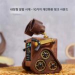 WIFI 스마트 날씨 알람 시계 책상 세트 트렌디 플레이 SD2 휴일 생일 선물 크리에이티브 호두색 Wall-E 로봇 - 이미지 3