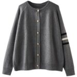 가을 신상 패션 올매치 솔리드 컬러 긴팔 니트 가디건 여성 짧은 루즈 슬림 싱글 브레스트 스웨터 재킷 - 이미지 5