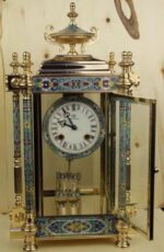 유럽 ​​및 미국 복고풍 탁상 시계 창의적인 진자 시계 거실 벽난로 클루아조네 에나멜 금도금 기계식 시계 - 이미지 2