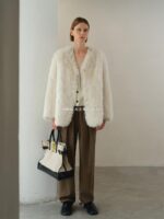 CHICJANE 치 지안/남아프리카 수입 베이비 모헤어 소프트 벨벳 릴렉스 미니멀리스트 커스텀 다이 V넥 카디건 - 이미지 3