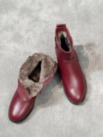 겨울 라운드 투 퍼 통합 여성용 부츠 따뜻하고 두꺼운 와인 레드 울 짧은 부츠 여성 두꺼운 바닥 북동부 면화 신발 - 이미지 2