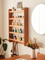 벽걸이 선반 뒤에 견고한 목재 초박형 도어 벽걸이 벽걸이 디스플레이 선반 홈 다층 수납 선반 책장 체리 나무 - 이미지 4