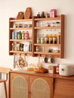 벽걸이 선반 뒤에 견고한 목재 초박형 도어 벽걸이 벽걸이 디스플레이 선반 홈 다층 수납 선반 책장 체리 나무 - 이미지 5