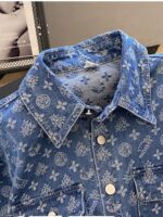 여성용 미국 레트로 프린트 데님 재킷 2025년 봄/가을 신상품 여성용 루즈 캐주얼 셔츠 라펠 긴팔 상의 - 이미지 5