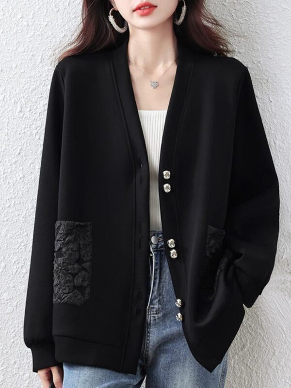 9월 모모 대형 여성용 블랙 슬림 재킷 여성 봄 가을 2025 신상품 살짝 뚱뚱한 mm 인기 재킷 상의