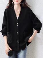 9월 모모 대형 여성용 블랙 슬림 재킷 여성 봄 가을 2025 신상품 살짝 뚱뚱한 mm 인기 재킷 상의 - 이미지 3