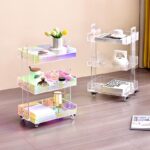 아크릴 수납 랙 트롤리 컬러풀한 투명 바닥 커피 테이블 거실 서랍 이동식 다층 수납 사이드 테이블 - 이미지 2