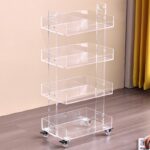 아크릴 수납 랙 트롤리 컬러풀한 투명 바닥 커피 테이블 거실 서랍 이동식 다층 수납 사이드 테이블 - 이미지 4