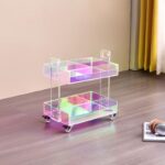 아크릴 수납 랙 트롤리 컬러풀한 투명 바닥 커피 테이블 거실 서랍 이동식 다층 수납 사이드 테이블 - 이미지 5