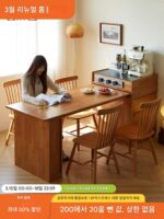 모든 견고한 목재 섬 식탁 현대식 심플한 홈 텔레스코픽 통합 식탁 작은 아파트 통나무 스타일 바 다이닝 사이드 캐비닛
