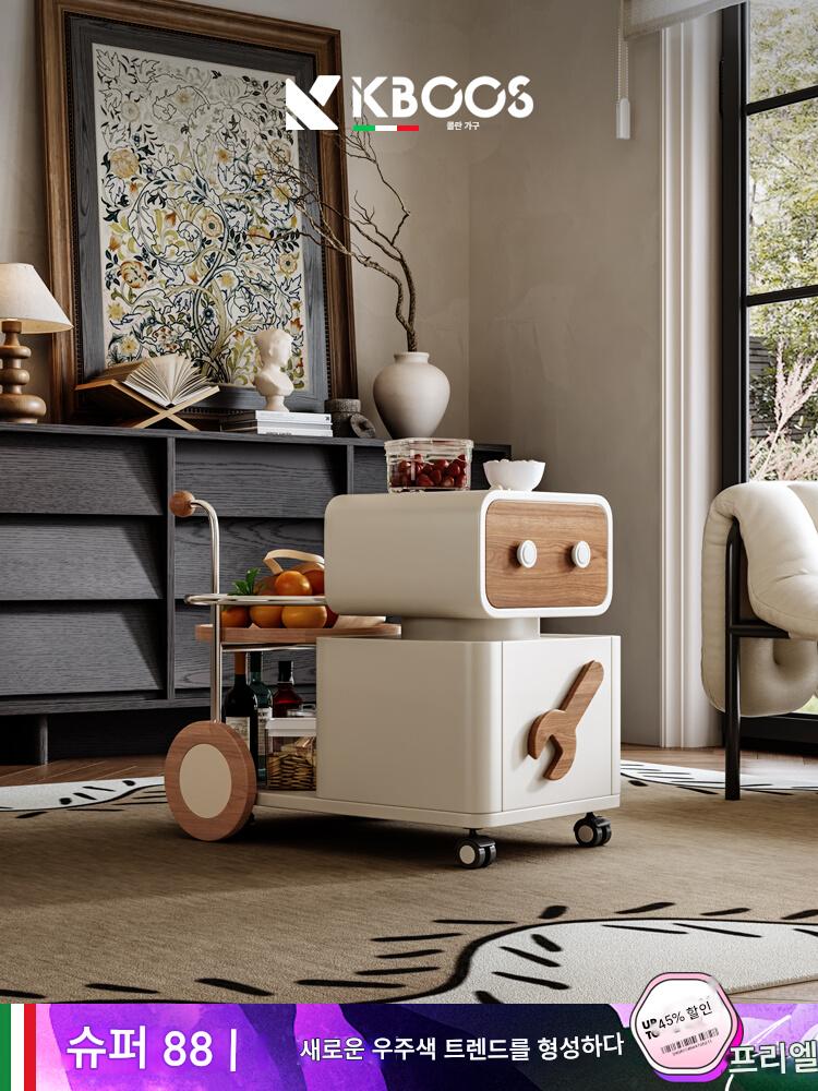 main_840743187464_0 이탈리아 미니멀리스트 크리에이티브 트롤리 사이드 테이블 디자이너 거실 소형 아파트 소파 수납 사이드 캐비닛 이동식 사이드 테이블 - 이미지 1