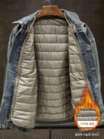 퀼팅 따뜻한 데님 재킷 남성 2025년 신상품 가을 겨울 트렌디 플러스 벨벳 두꺼워진 남성 캐주얼 작업 재킷