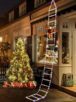 크리스마스 휴일 장식 조명 사다리 조명 산타 클로스 등반 사다리 조명 크리스마스 트리 벽 방수 장식 조명