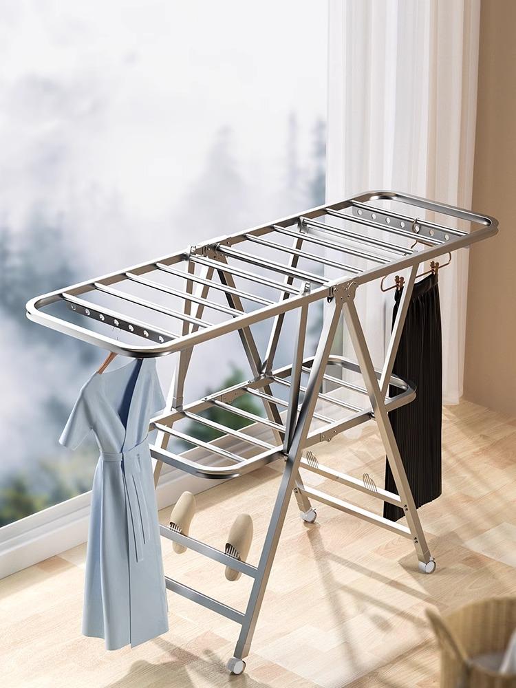 main_844192131009_0 독일식 옷 건조대 발코니 홈 바닥형 스테인리스 스틸 건조대 실내 접이식 옷 건조 이불 유물 - 이미지 1