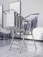 독일식 옷 건조대 발코니 홈 바닥형 스테인리스 스틸 건조대 실내 접이식 옷 건조 이불 유물 - 이미지 2