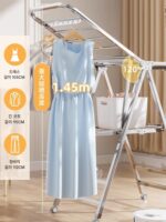 독일식 옷 건조대 발코니 홈 바닥형 스테인리스 스틸 건조대 실내 접이식 옷 건조 이불 유물 - 이미지 4