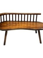 호두나무 원목 등받이 의자 셰즈롱 홈 레저 리클라이너 중세 스타일 벤치 통나무 캐주얼 롱 의자 - 이미지 5