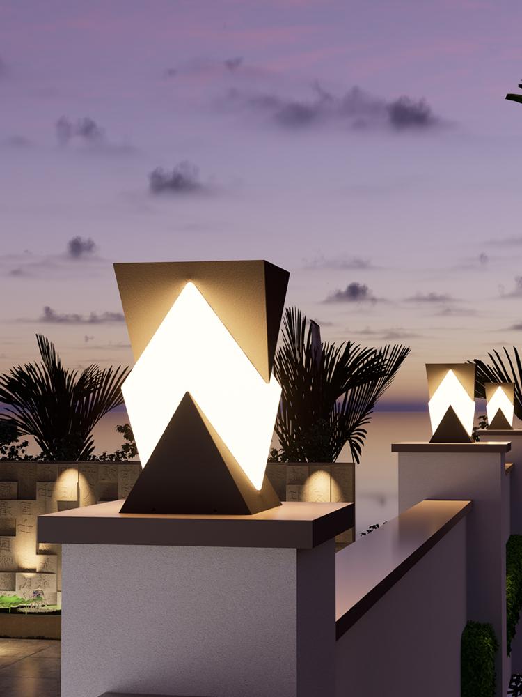 main_845992778490_0 태양광 기둥 조명 모던 심플 조경 빌라 안뜰 벽 게이트 조명 디자이너 야외 방수 조명 - 이미지 1