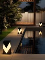 태양광 기둥 조명 모던 심플 조경 빌라 안뜰 벽 게이트 조명 디자이너 야외 방수 조명 - 이미지 3