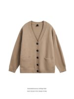 오공은 상품 레트로 일본식 느긋한 스타일 카디건 V넥 스웨터 남녀 가을 느슨한 커플 캐주얼 스웨터