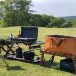 정통 대만 BLACK DESIGN Sunny Day Green 캠핑 테이블 리프 문 스토리지 랙 테이블 보드 야외 가구 야생 럭셔리