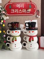 시우 크리스마스 머그 세라믹 컵 선물 상자 세트 여자친구와 친구를 위한 깜짝 선물 실용적 고급