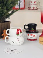 시우 크리스마스 머그 세라믹 컵 선물 상자 세트 여자친구와 친구를 위한 깜짝 선물 실용적 고급 - 이미지 4