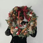 2025년 신축 거실 크리스마스 장식 화환 문 걸이 선물 벽 장면 장식 배열 크리스마스 화환