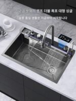 특두께 5.0mm 고급 더블 폭포 대형 싱글 슬롯 304 스테인리스 스틸 주방 고래 야채 싱크대 식기 세척기 벌집 - 이미지 2
