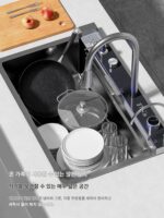 특두께 5.0mm 고급 더블 폭포 대형 싱글 슬롯 304 스테인리스 스틸 주방 고래 야채 싱크대 식기 세척기 벌집 - 이미지 5