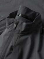 코튼 느낌의 블랙 테크놀로지 소재! 남성용 다크 그레이 스탠드업 칼라 지퍼 재킷, 여성용 방수, 통기성, 땀 흡수 재킷 (가을용) - 이미지 2