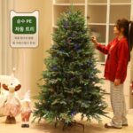 순수 PE 크리스마스 트리 자동 트리 1.5/1.8/2.4/2.4 미터 대형 크리스마스 트리 홈 거실 베어 트리 장식품