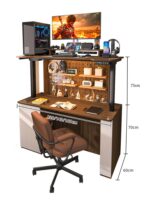 견고한 원목 책상 2중 전동 리프트 테이블 학습 책상 스마트 컴퓨터 책상 게임 테이블 홈 워크벤치 - 이미지 3