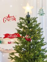 크리스마스 대형 크리스마스 트리 꼭대기 장식 빛나는 별빛 장식품 DIY 전기 회전 장식품 장면 레이아웃 - 이미지 4