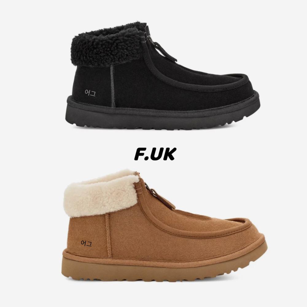 main_853751279930_0 UGG 레저 라이트 럭셔리 24 여성용 지퍼 램스킨 가을/겨울 따뜻한 캐주얼 슈즈 지퍼 라운드 토 미드탑 부츠 - 이미지 1