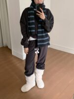 CHILIGIRL 롱 퍼 스노우 부츠 동대문 한국 2025 겨울 플러스 벨벳 따뜻한 흰색 야외 면화 신발 - 이미지 3