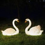 LED 실외 발광 백조 램프 시뮬레이션 안뜰 경치 좋은 지역 잔디밭 풍경 동물 모양 램프 큰 흰색 거위 장식 램프