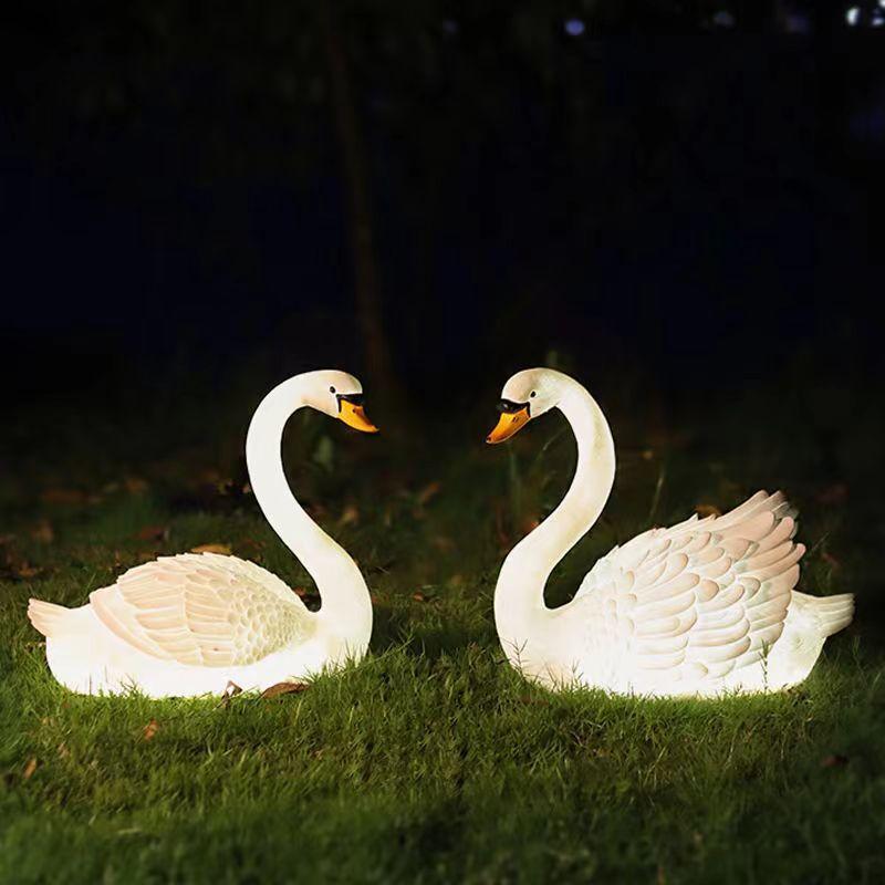 main_857824302255_0 LED 실외 발광 백조 램프 시뮬레이션 안뜰 경치 좋은 지역 잔디밭 풍경 동물 모양 램프 큰 흰색 거위 장식 램프 - 이미지 1