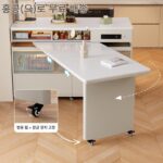 [홍콩 무료 배송] 회전식 섬 테이블 식탁 통합 이동식 텔레스코픽 크림 스타일 소형 바 주방 홈 록 - 이미지 2