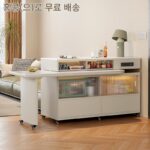 [홍콩 무료 배송] 회전식 섬 테이블 식탁 통합 이동식 텔레스코픽 크림 스타일 소형 바 주방 홈 록 - 이미지 3