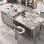 심플 불가리 협상 테이블 다이닝 사이드보드 이동식 미니멀리스트 아일랜드 테이블 다이닝 테이블 가이드 테이블 로그 신규 스타일 조합 - 이미지 2