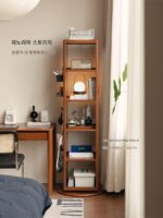 겐지우드 언어 원목 회전 책장 소형 아파트 중세 스타일 랙 홈 다기능 레트로 거울 캐비닛 - 이미지 3