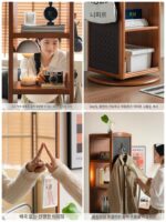 겐지우드 언어 원목 회전 책장 소형 아파트 중세 스타일 랙 홈 다기능 레트로 거울 캐비닛 - 이미지 5