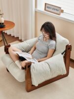 저지 아일랜드 싱글 소파 의자 미국 레트로 레이지 소파 B&B 서점 게스트 노르딕 솔리드 우드 레저 의자 - 이미지 3