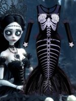 여자아이 호러 인어 해골 드레스 할로윈 파티 의상 코스프레 의상 무대 공연 의상