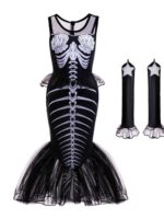 여자아이 호러 인어 해골 드레스 할로윈 파티 의상 코스프레 의상 무대 공연 의상 - 이미지 2
