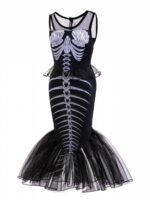 여자아이 호러 인어 해골 드레스 할로윈 파티 의상 코스프레 의상 무대 공연 의상 - 이미지 3