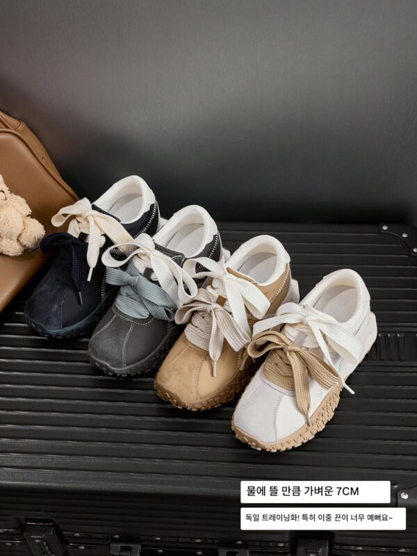 7CM 키높이 여성화 정품가죽 두꺼운 밑창 덱순화 2025년 초봄 스타일 더블 끈 포레스트 검프화 캐주얼 운동화