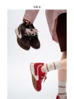 선셋 포레스트 더블 레이스 두꺼운 밑창 덱슨 슈즈 여성용 2025년 봄 신스타일 높이감 있는 포레스트 검프 슈즈 올매치 화이트 슈즈