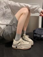 "Uncle Wen" 스톡홀름 ~ Beggar Shoes 2025 봄 신상 두꺼운 밑창 캔버스 신발 캐주얼 플랫폼 신발 여성 - 이미지 3